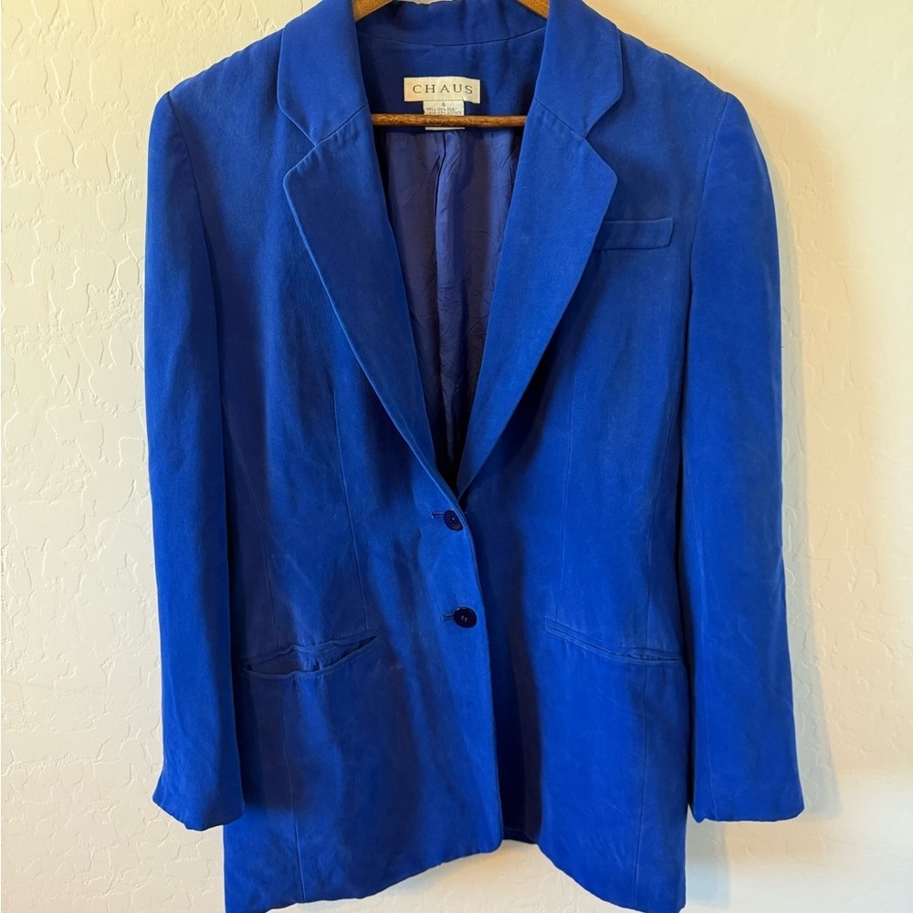 Chaus Blue Tailored Blazer‎ with Notched Lapels